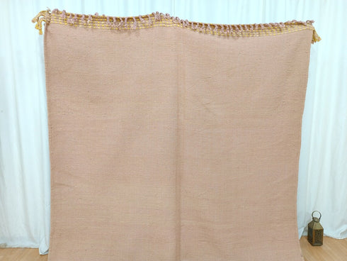 Salmon Flat-Weave Moroccan Rug | Kilim Boho Wool Carpet